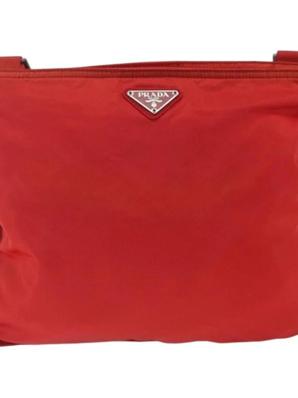 PRADA Shoulder Bag Nylon Red Silver Auth - Picture 2 of 16
